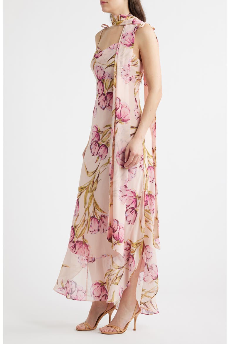 Jaila Ruffle Floral Maxi Dress, Alternate, color, ROSETTE PINK