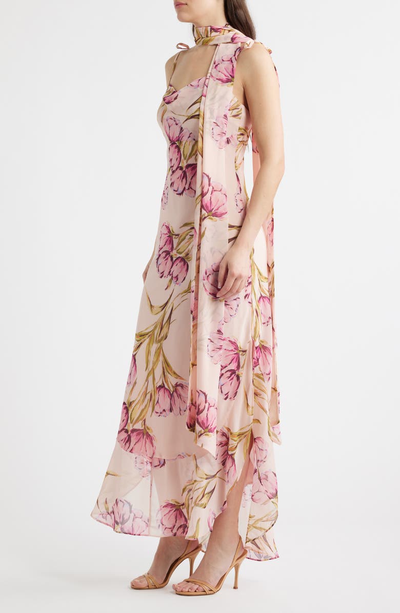 Steve Madden Jaila Ruffle Floral Maxi Dress, Alternate, color, Rosette Pink