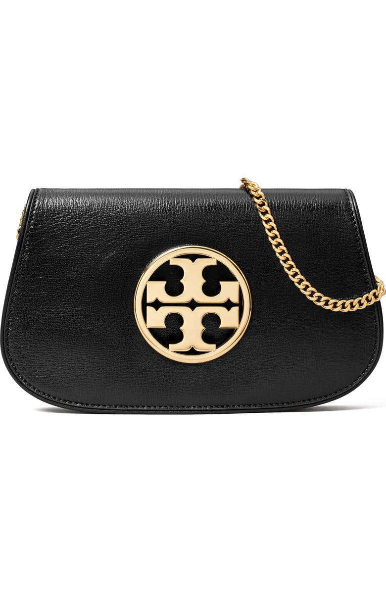 Tory Burch Reva Leather Clutch, Main, color,