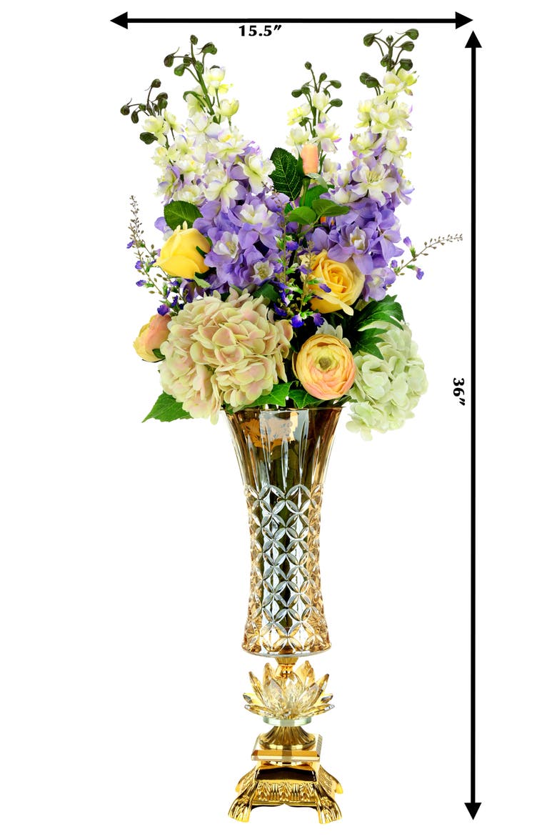Hydrangea and Rose Arrangement in Vase, Alternate, color, Lavender