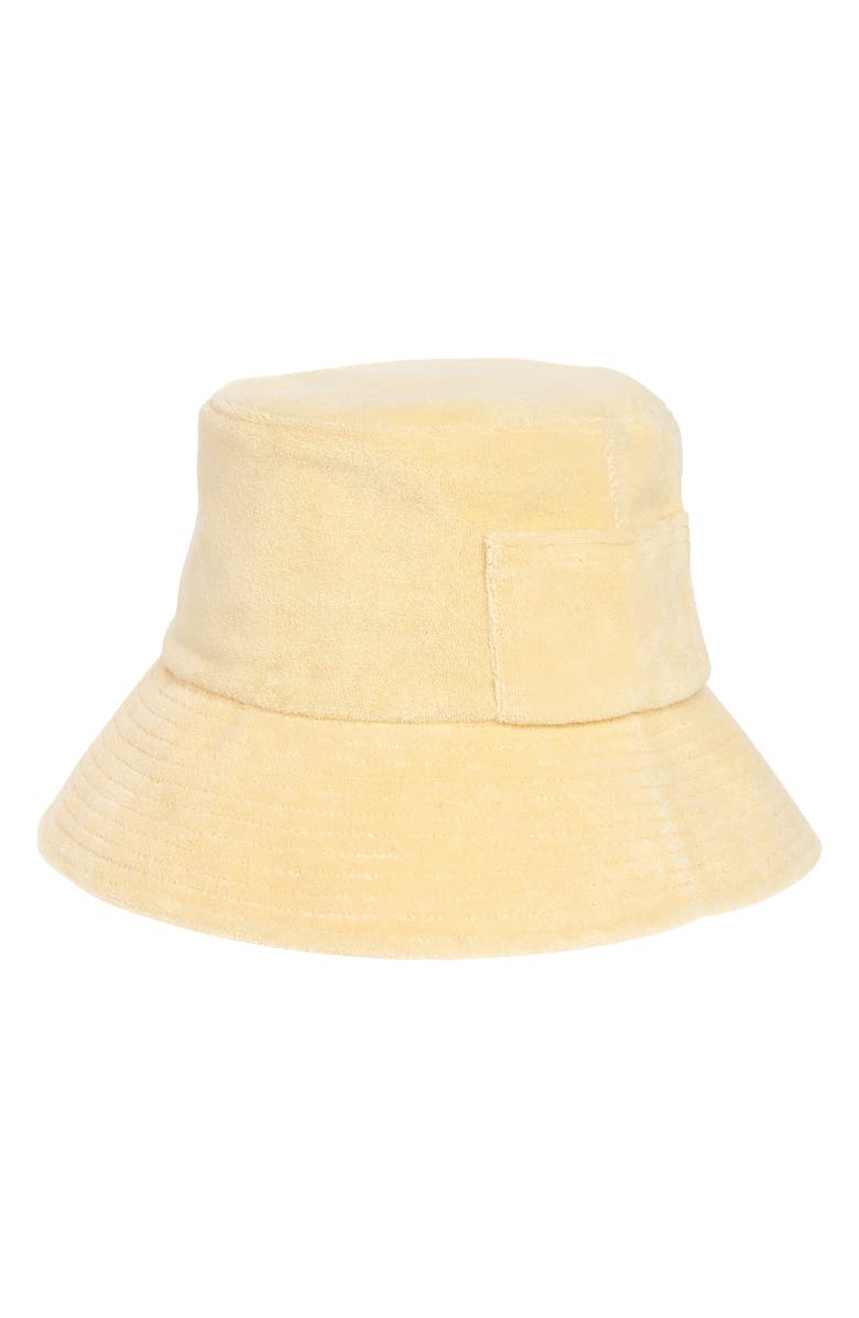 Lack of Color Wave Cotton Terry Cloth Bucket Hat, Main, color, Yellow
