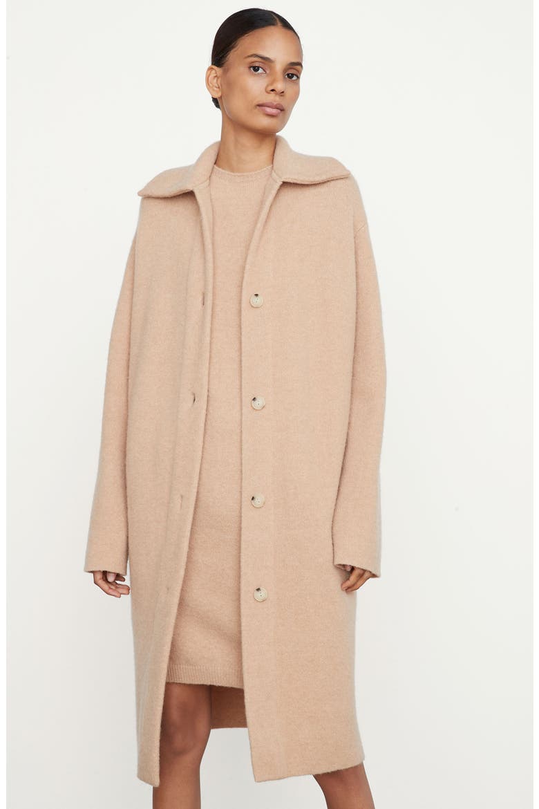 Spread Collar Cardigan Coat, Alternate, color, LIGHT BRITTLE