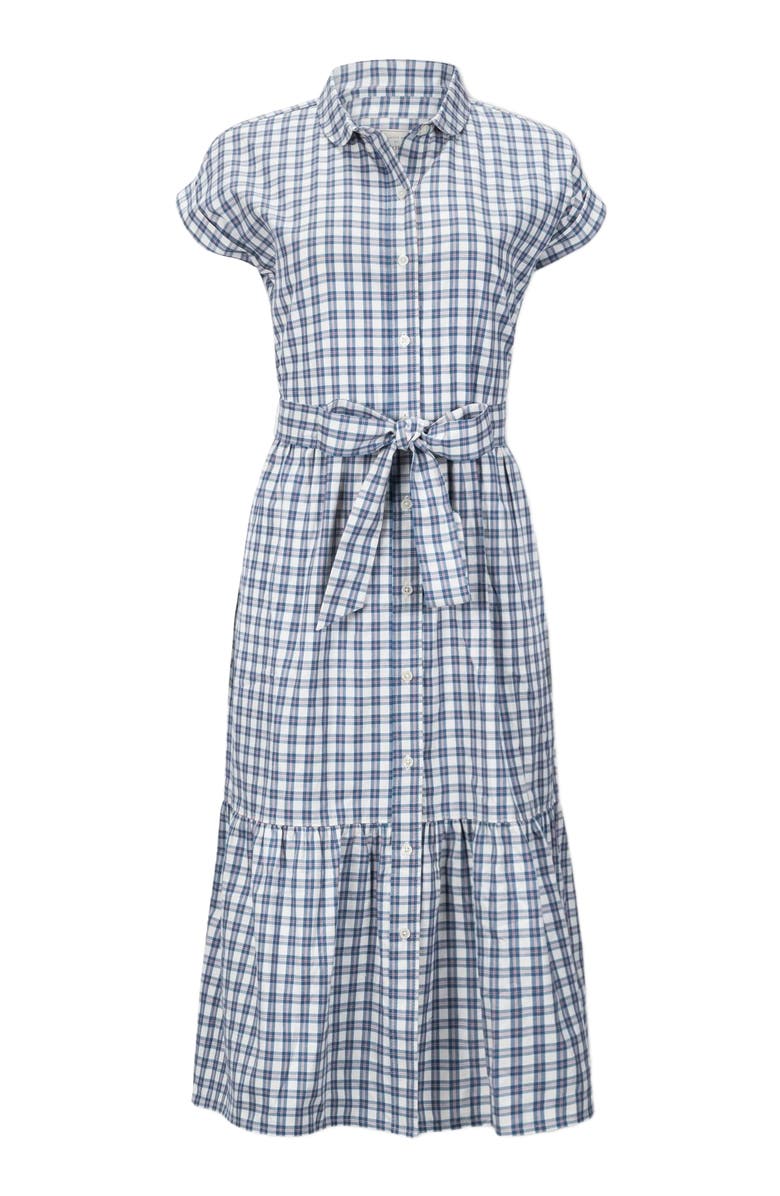 Hope & Henry Women's Organic Button Front Midi Dress, Alternate, color, Ivory And Blue Check