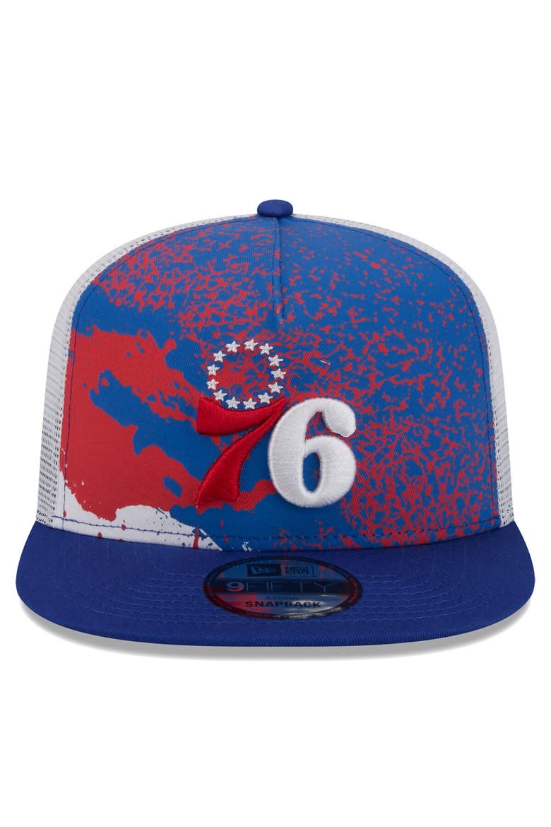 Men's New Era Royal Philadelphia 76ers Court Sport Speckle 9FIFTY Snapback Hat, Alternate, color, Royal