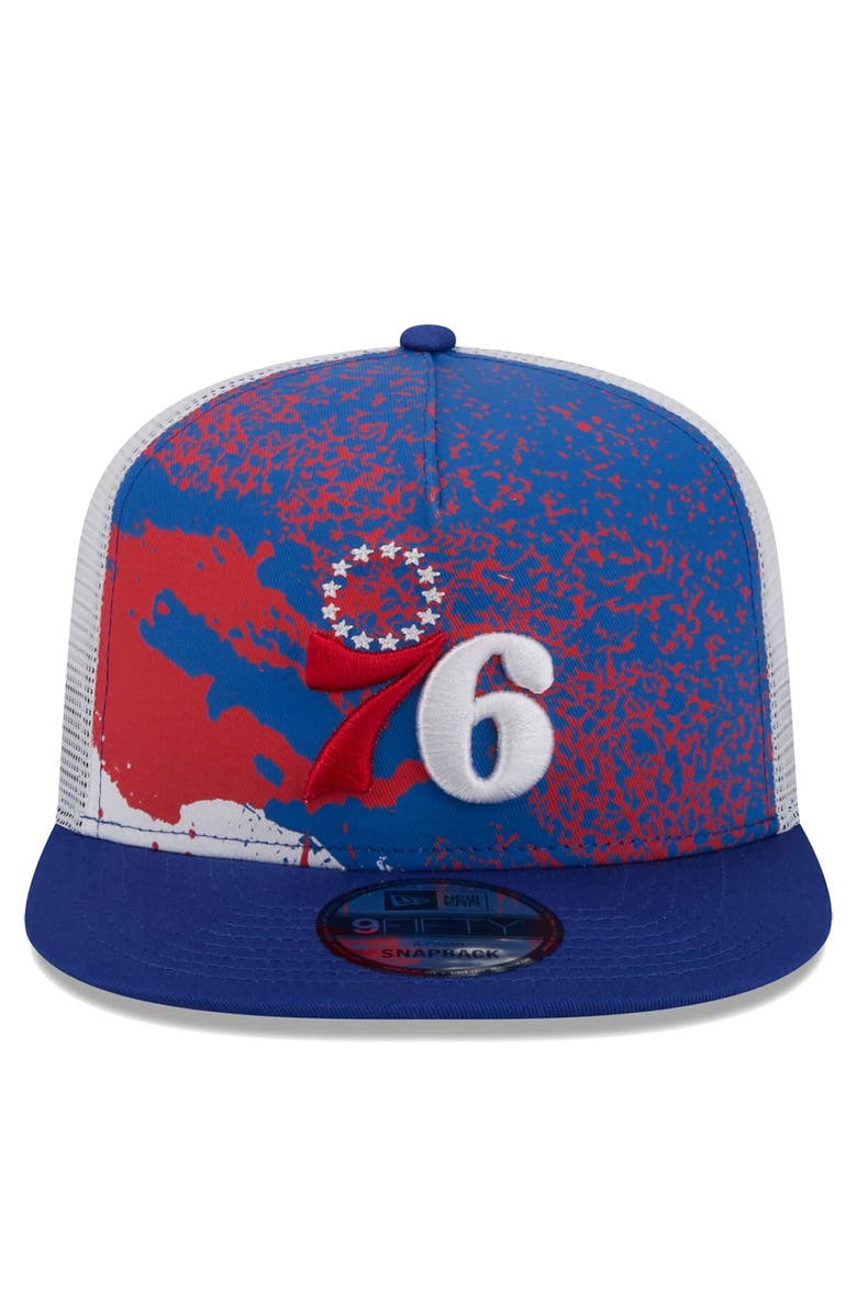 New Era Men's New Era Royal Philadelphia 76ers Court Sport Speckle 9FIFTY Snapback Hat, Alternate, color, Royal