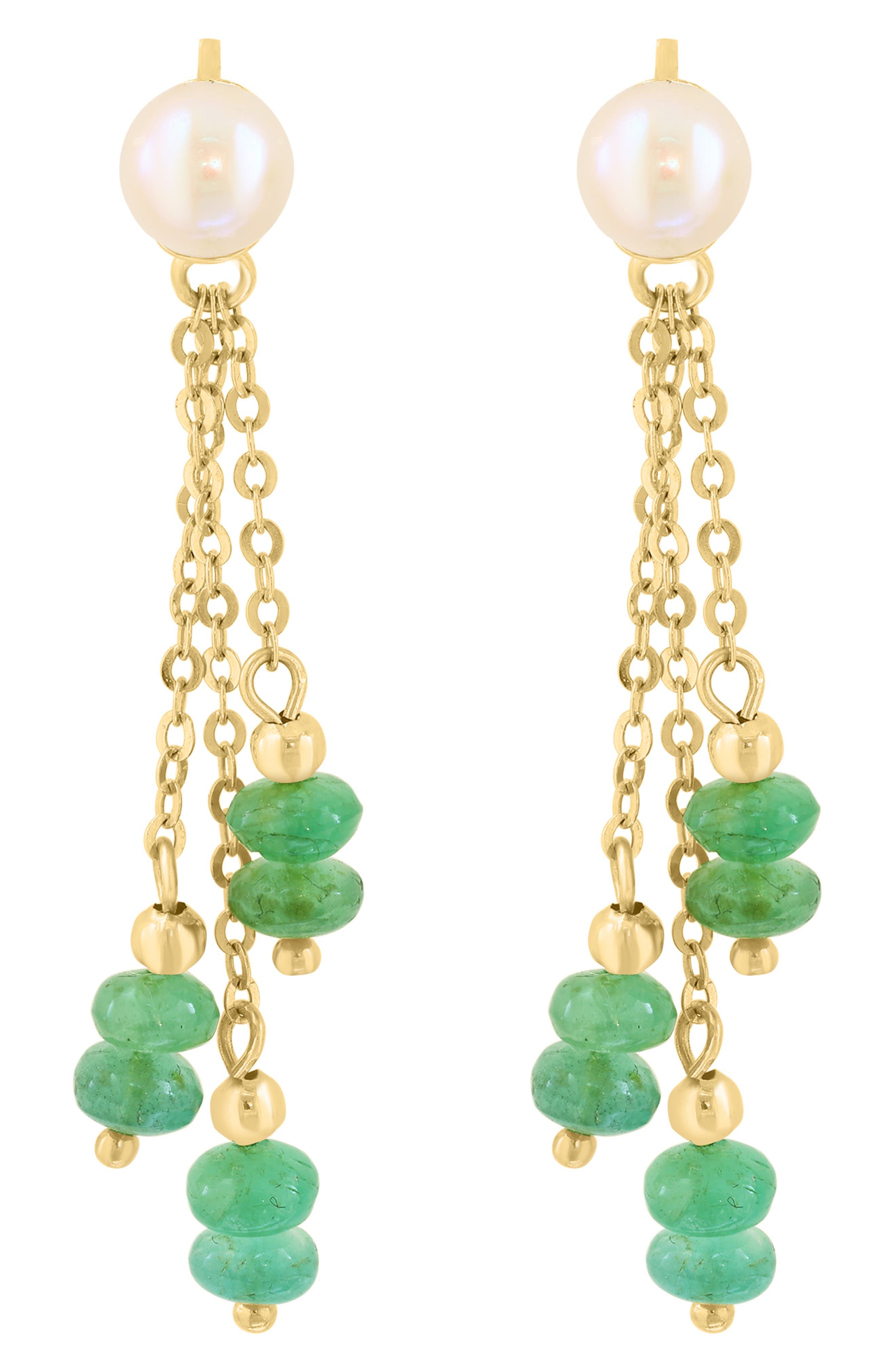 EFFY Emerald & Freshwater Pearl Drop Earrings