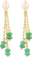 EFFY Emerald & Freshwater Pearl Drop Earrings