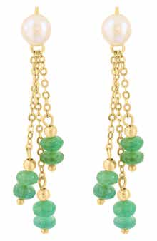 EFFY Emerald & Freshwater Pearl Drop Earrings