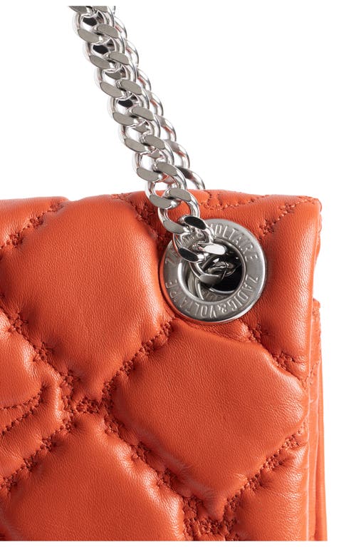 Zadig & Voltaire Rock Ii Diamond Quilted Monogram Leather Crossbody Bag In Orange