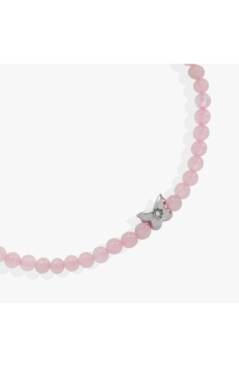 Alex and Ani Butterfly Rose Quartz Mini Stretch Bracelet, Alternate, color, Rose