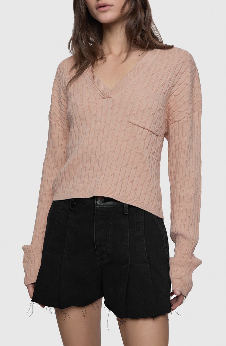 Rebecca Minkoff Mackie Cotton Cable Sweater, Main, color, 