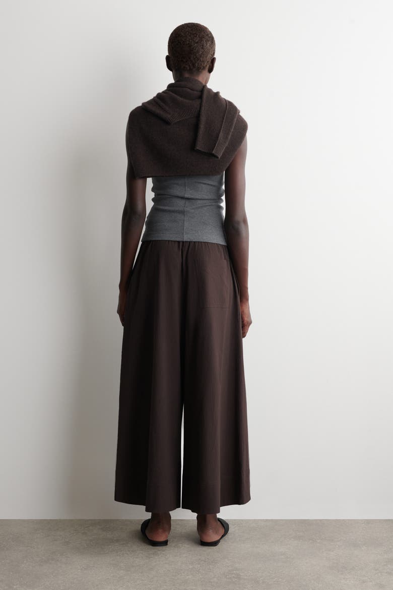 Seersucker Culottes, Alternate, color, BROWN