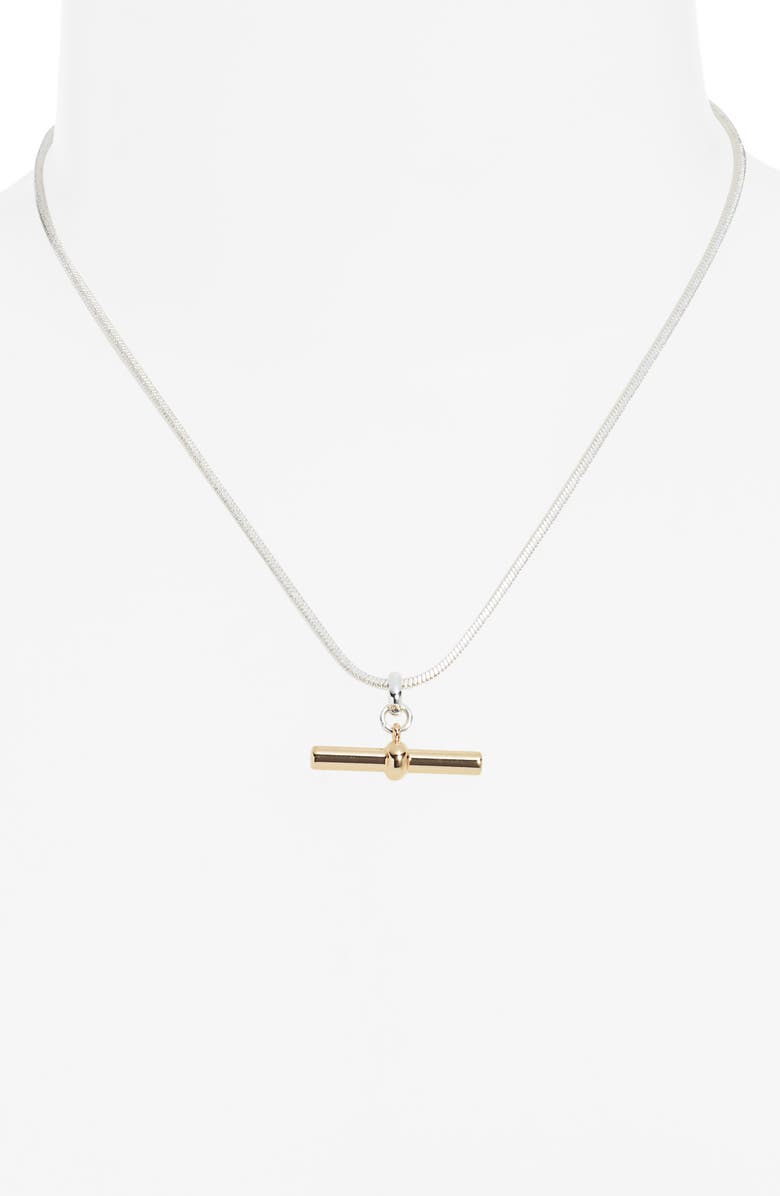 Nordstrom Dainty T-Bar Pendant Necklace, Alternate, color, Silver- Gold