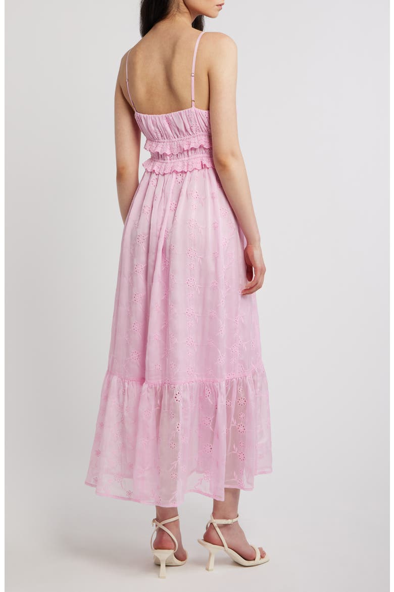 Ruffle Hem Eyelet Dress, Alternate, color, PINK