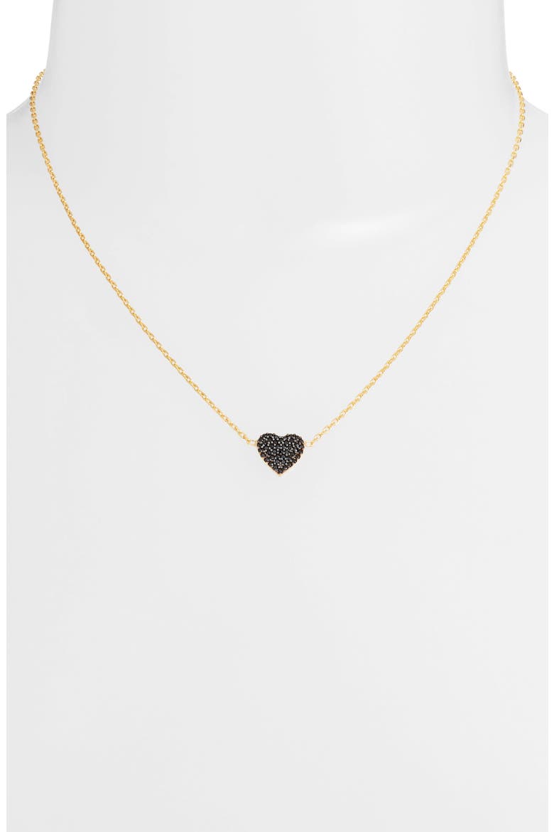 Mini Pavé Heart Pendant Necklace, Alternate, color, GOLD/ BLACK