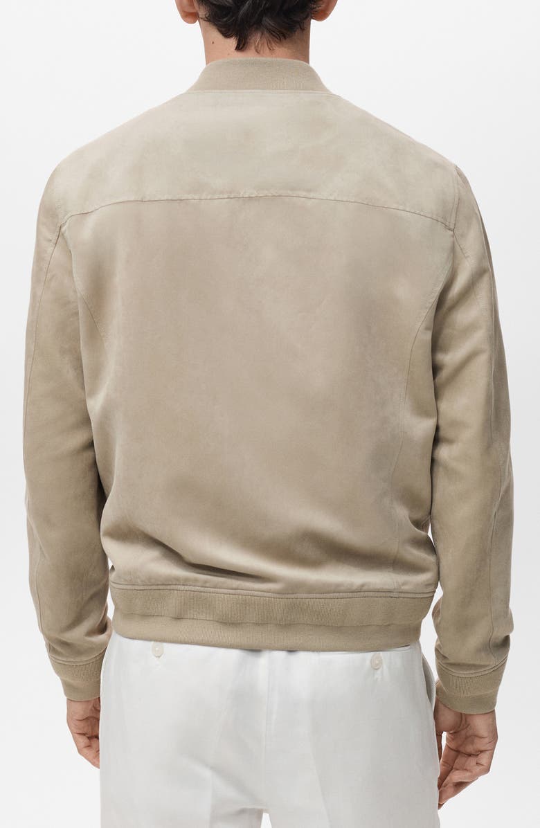 MANGO Faux Suede Bomber Jacket, Alternate, color, Grey