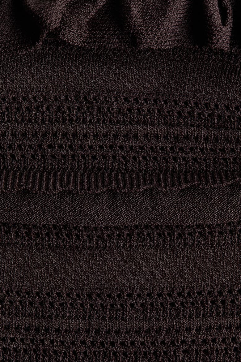 Pointelle-knit Tie-strap Top, Alternate, color, Dark brown