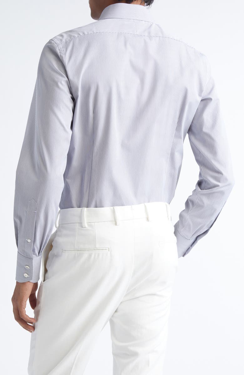 TOM FORD Classic Fit Stripe Peached Cotton Button-Up Shirt, Alternate, color, White/ Light Grey