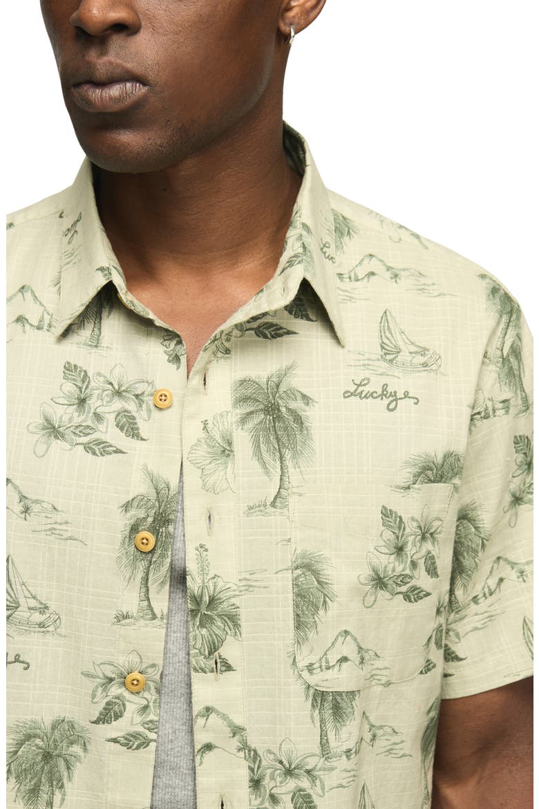 San Gabriel Floral Short Sleeve Shirt, Alternate, color, GREEN PRINT