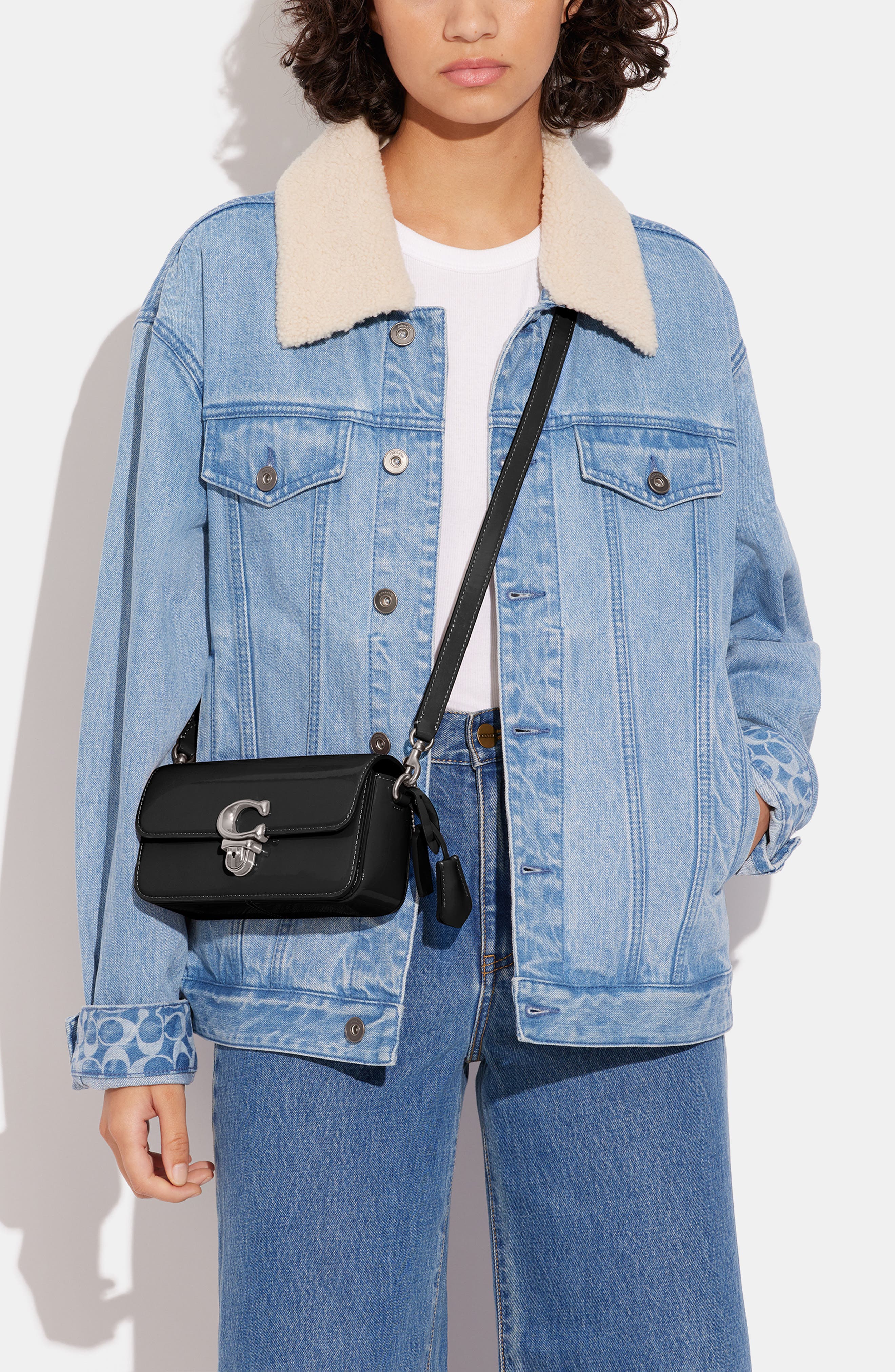 COACH Studio Patent Leather Baguette Shoulder Bag, Alternate, color, 