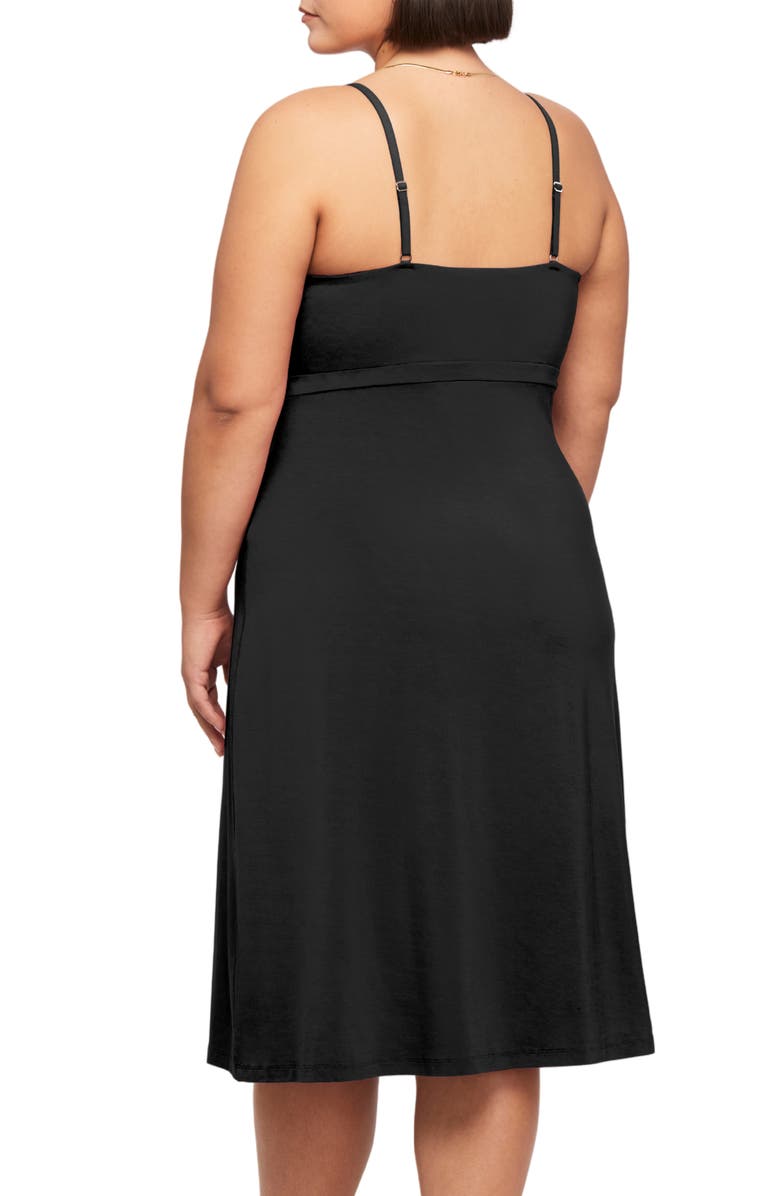Montelle Intimates Modal Blend Midi Long Chemise, Alternate, color, Black