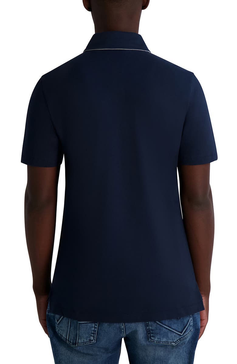 KARL LAGERFELD PARIS Logo Chest Stretch Cotton Polo, Alternate, color, Navy