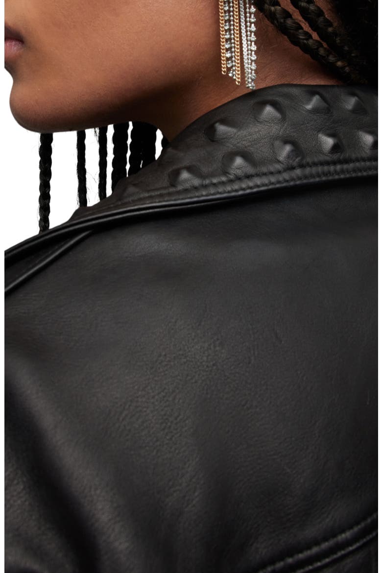Lyra Pyramid Detail Leather Moto Jacket, Alternate, color, BLACK