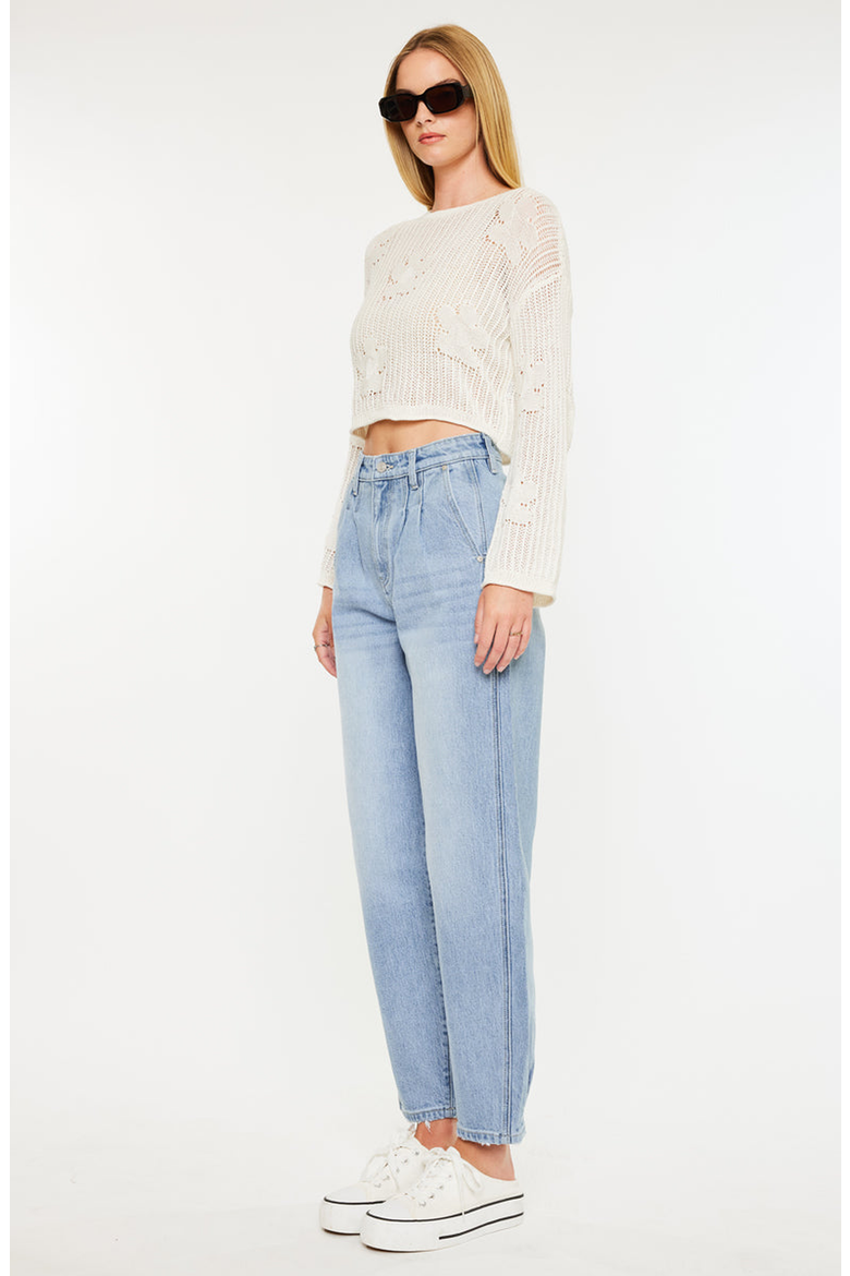 Rea Ultra High Rise Wide Tapered Fit Jeans, Alternate, color, Light Wash