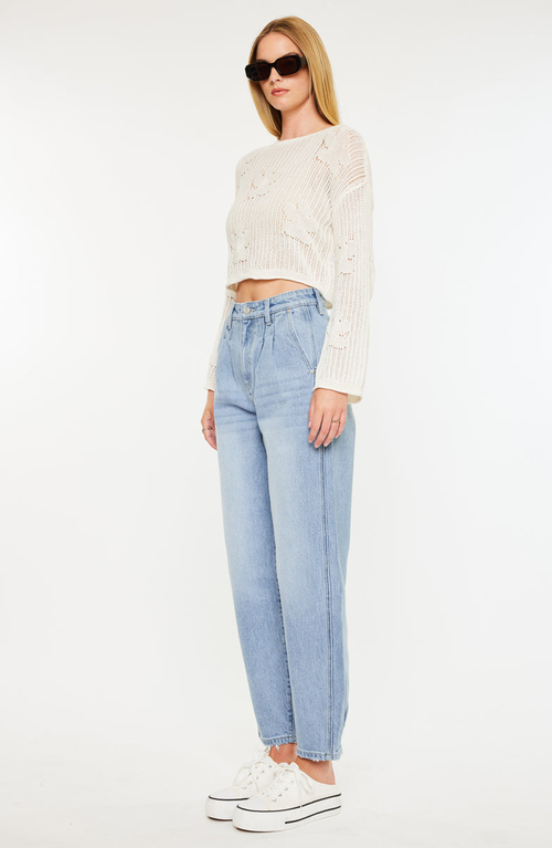 Kancan Rea Ultra High Rise Wide Tapered Fit Jeans In Blue