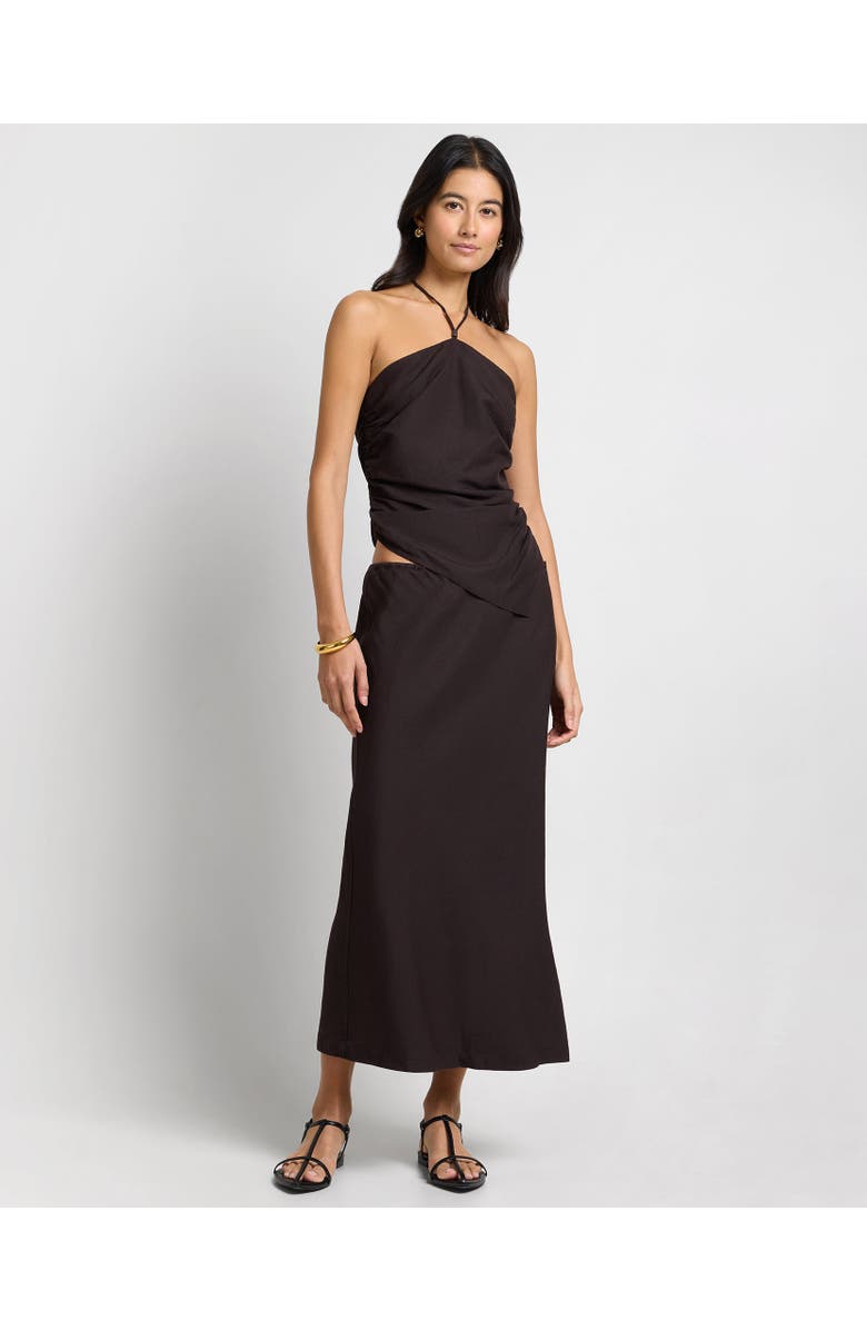 Onia Air Linen Midi Skirt, Alternate, color, Espresso