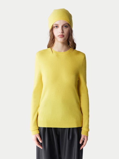 Gobi Mongolian Cashmere Cashmere Hat And Sweater Set In Maize
