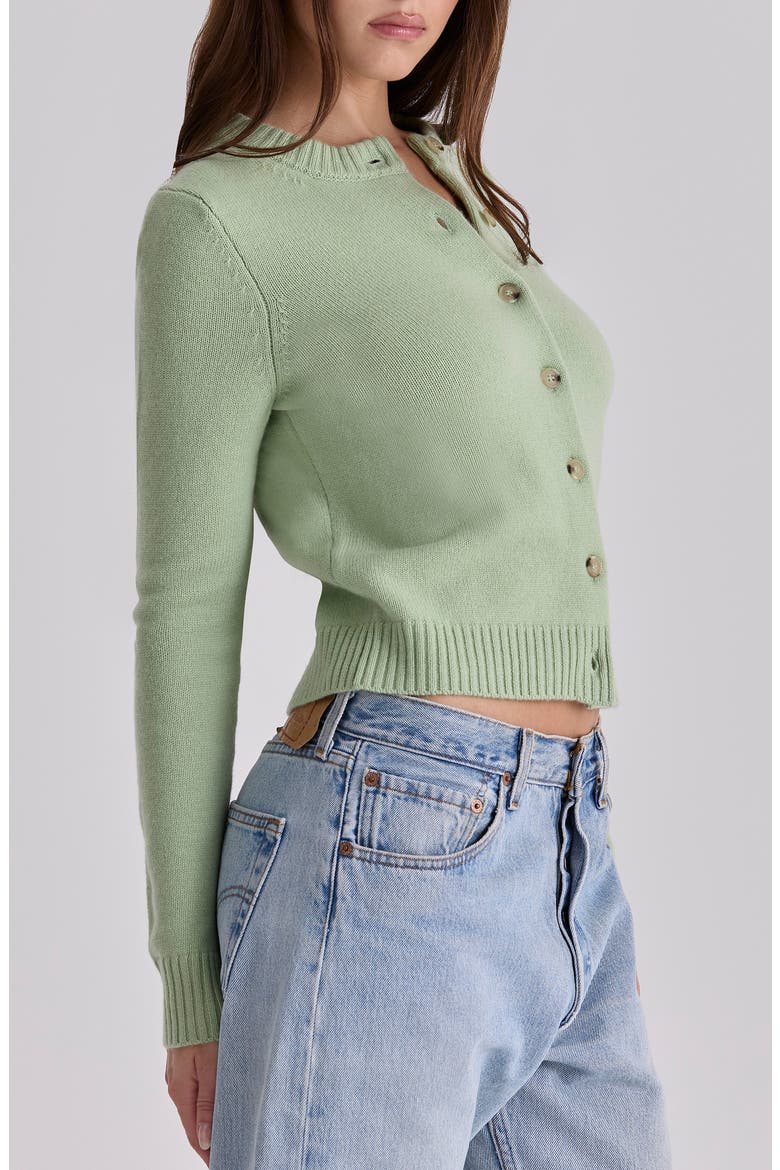Signature Crewneck Cardigan, Alternate, color, MATCHA