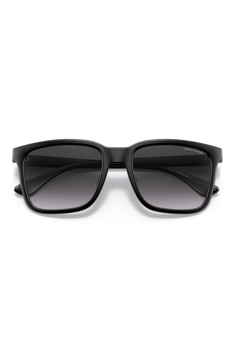 55mm Gradient Rectangular Sunglasses, Alternate, color, MATTE BLACK / GRADIENT GREY