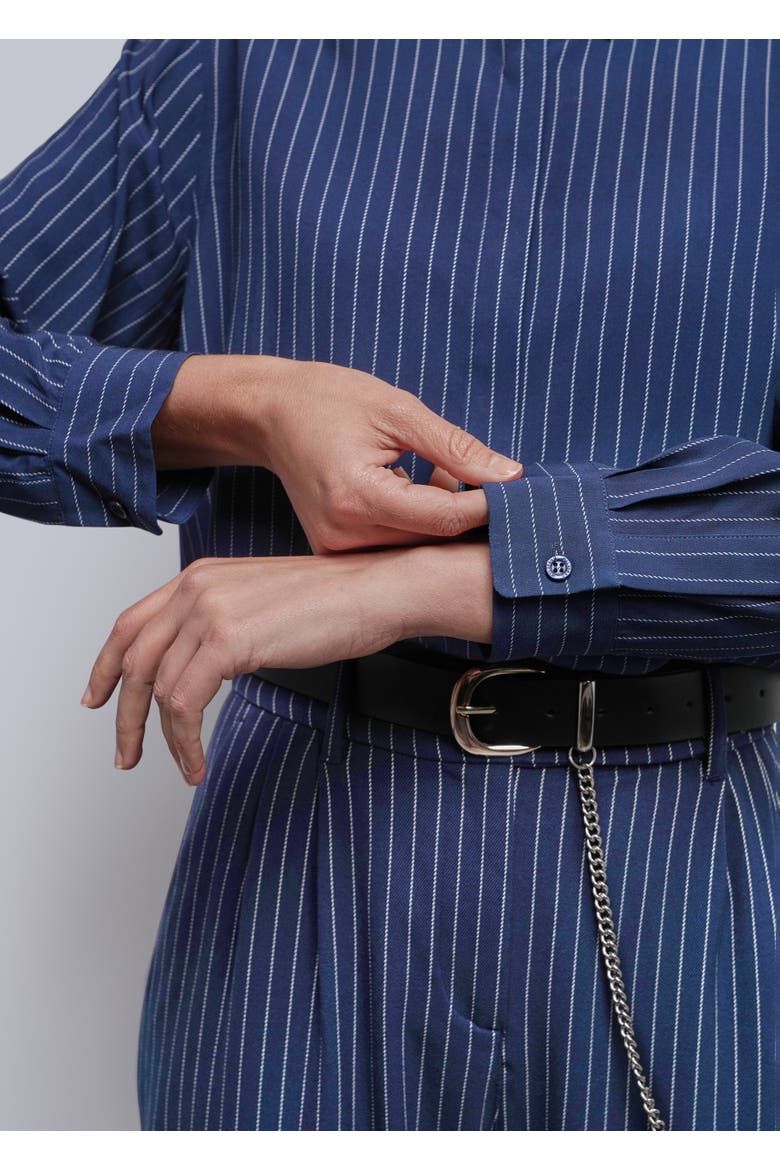 The Empower Long Sleeve Button Up, Alternate, color, PINSTRIPE NAVY/OAT