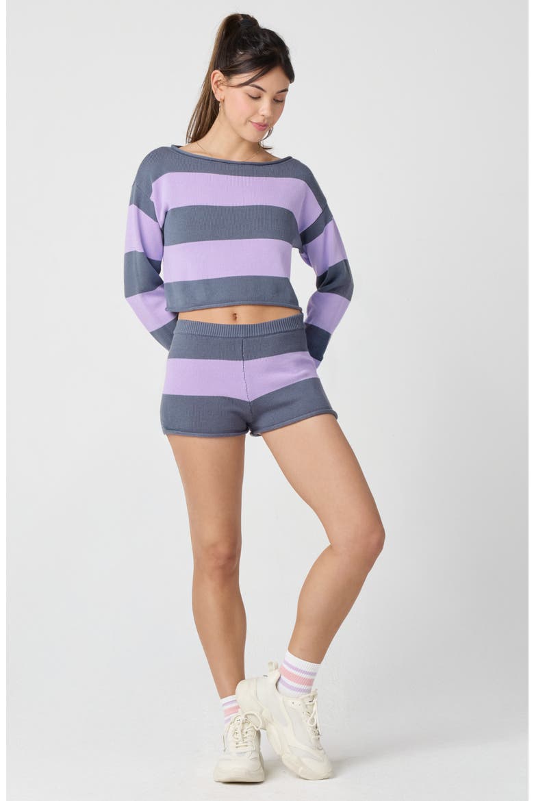 Cotton Blend Crop Rugby Sweater, Alternate, color, GRISALLE MILLIE LAVENDER