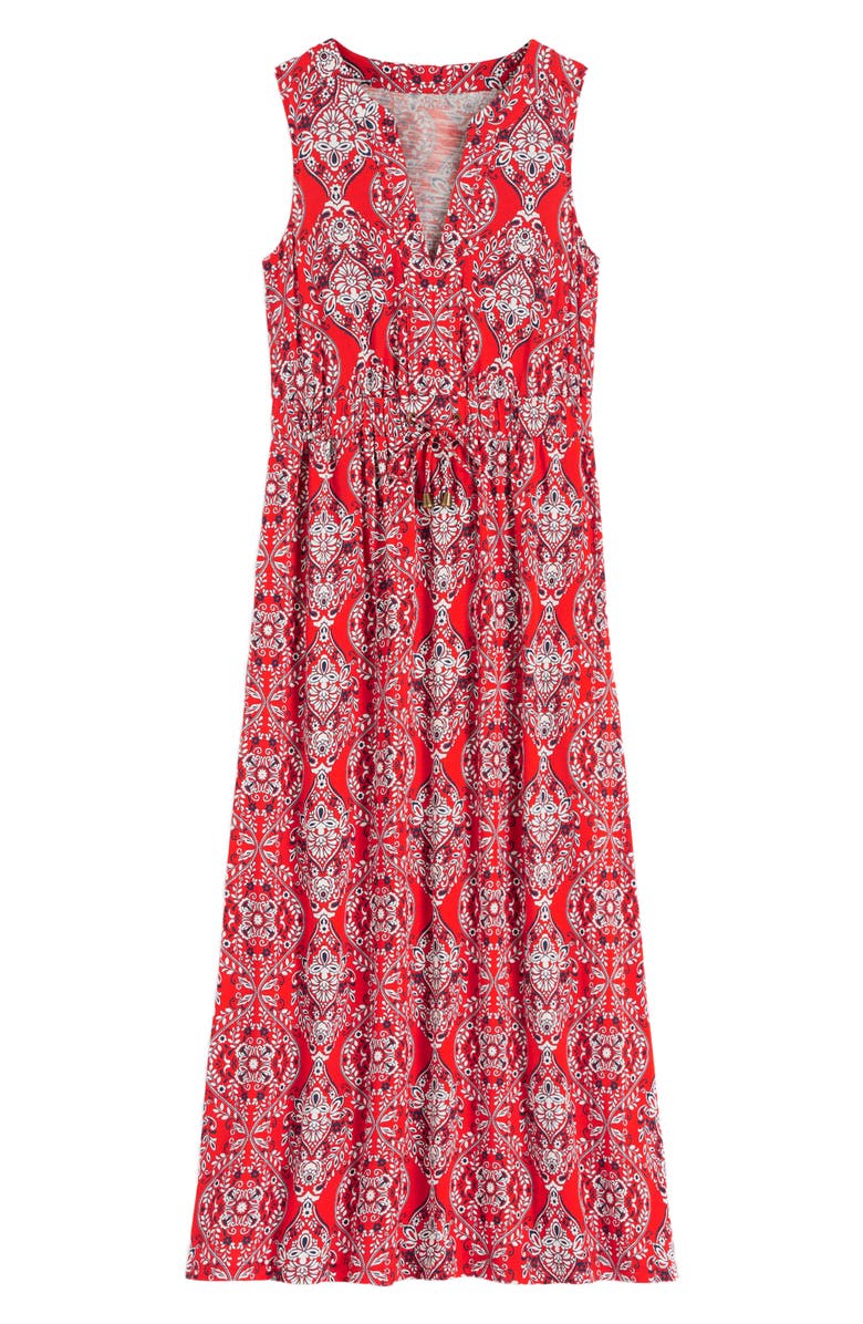 Boden Delphine Print Sleeveless Jersey Midi Dress, Alternate, color, Blood Orange Gardenia