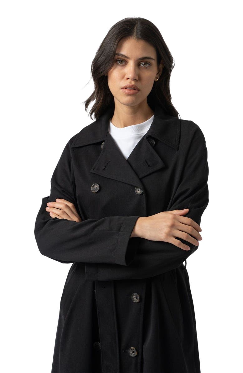 Saint + Sofia Marion Double Breasted Trench, Alternate, color, Black