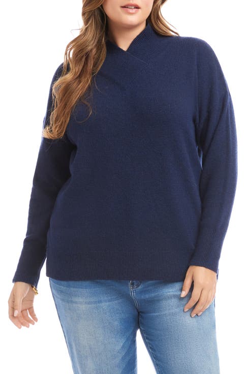 Crossover Collar Sweater (Plus)