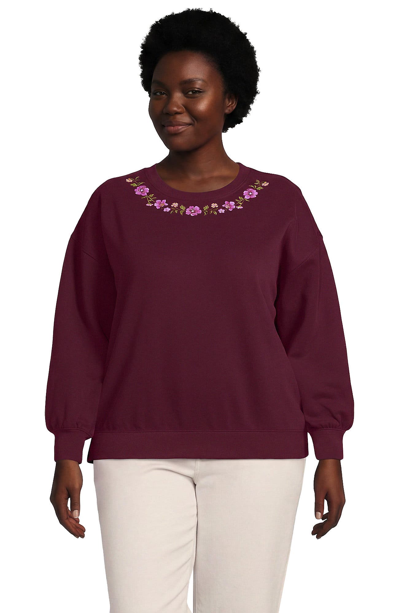 Floral Embroidery/Burgundy