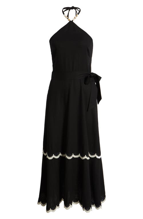 Eliza J Halter Bead Strap Midi Dress