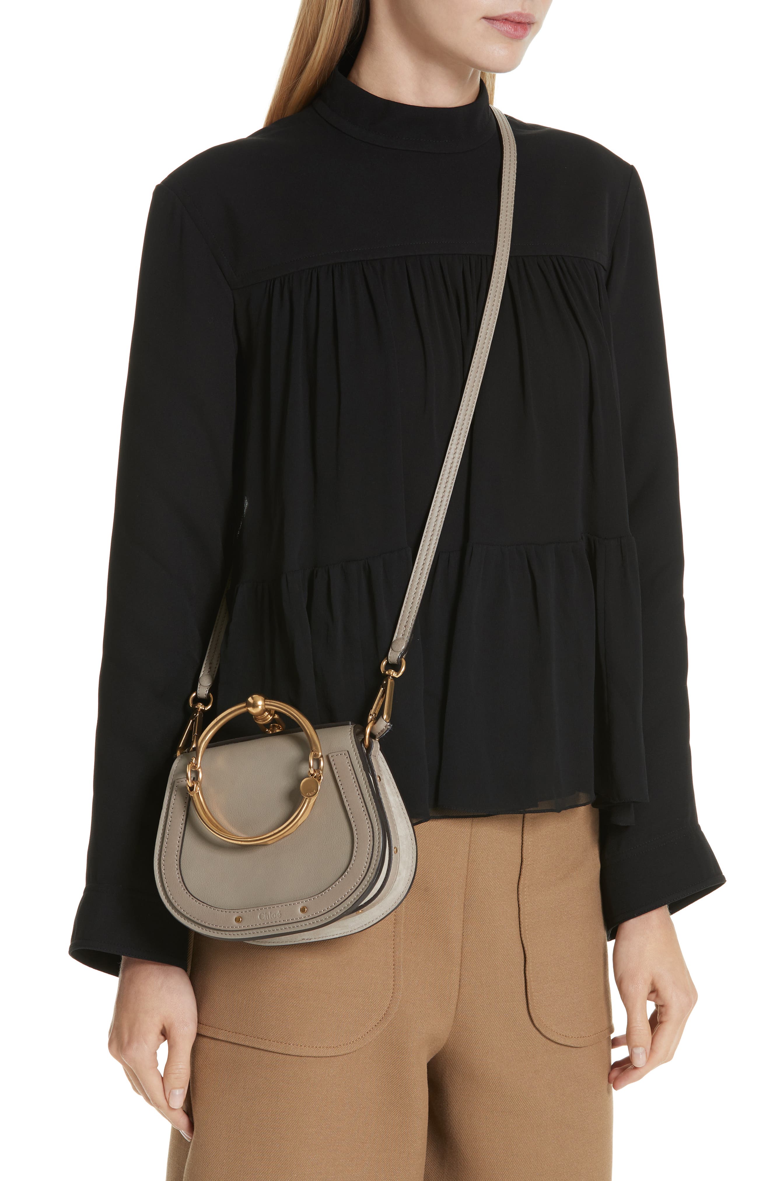 Small Nile Bracelet Leather Crossbody Bag, Alternate, color, MOTTY GREY