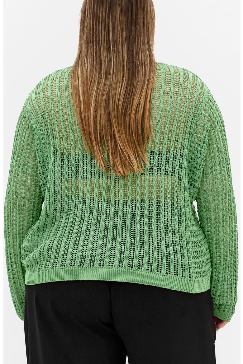 Slouch Open Stitch Sweater, Alternate, color, MOSS GREEN