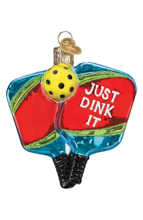 Pickleball Paddles Glass Ornament