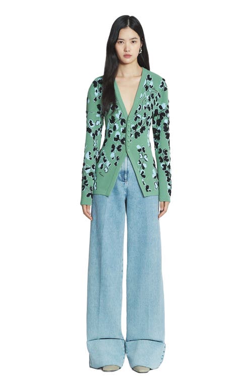 Lanvin Tailored Jacquard Cardigan In Vert De Gris