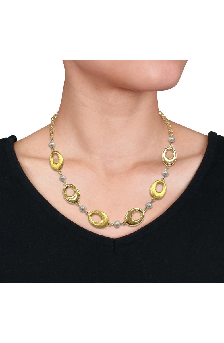 Julianna B. Cultured Pearl Oval Disc Station Necklace, Alternate, color, Pearl