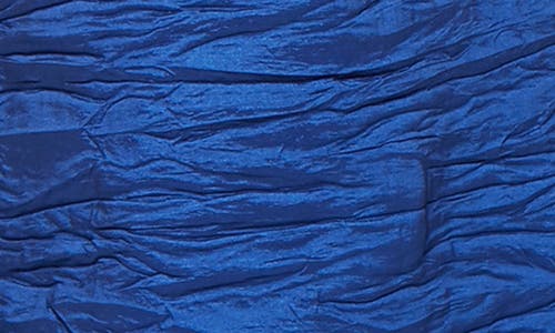 Alex Evenings Bow Detail One-shoulder Ruched Satin Gown In Blue