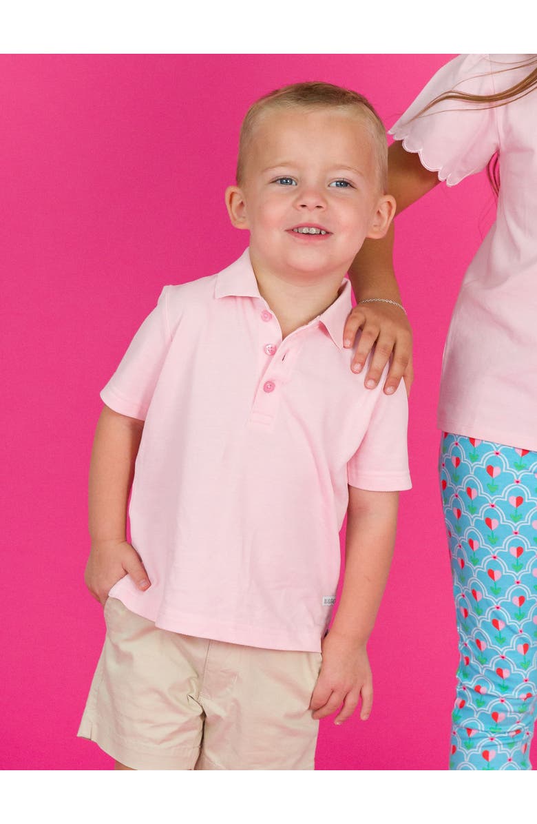 RuffleButts Boys Pique Short Sleeve Polo Shirt, Alternate, color, Pink