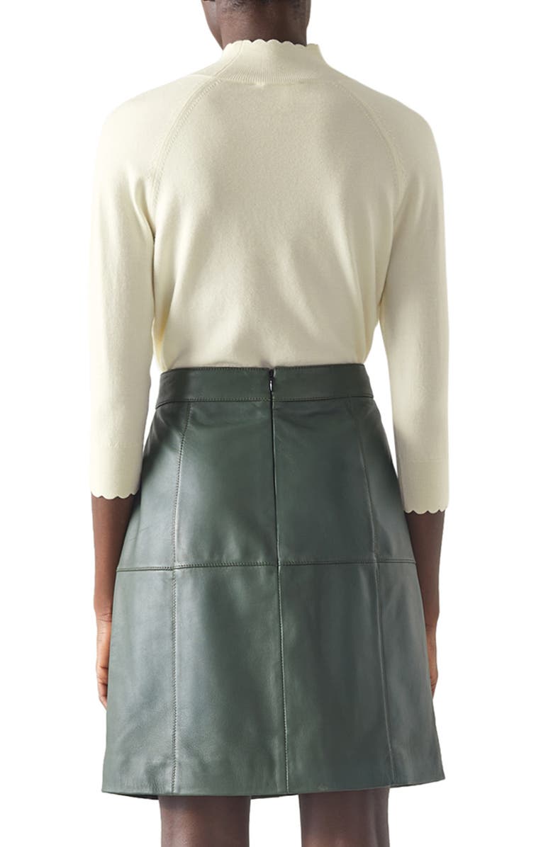 LK Bennett Betty Scallop Turtleneck Merino Wool Sweater, Alternate, color, Cream