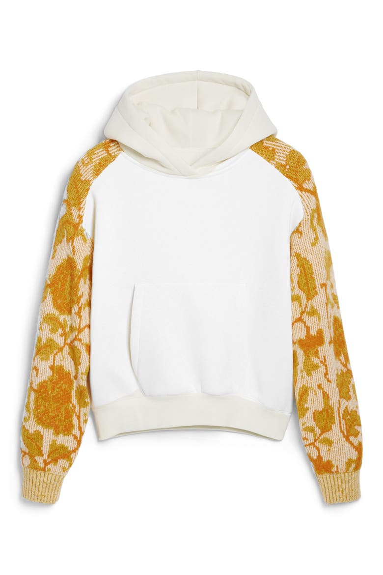 Mixed Media Hoodie, Alternate, color, IVORY/ YELLOW
