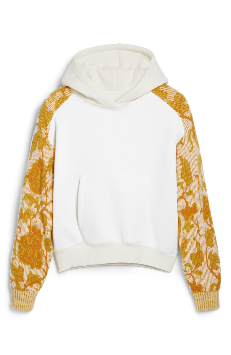 Desigual Mixed Media Hoodie, Alternate, color, Ivory/ Yellow